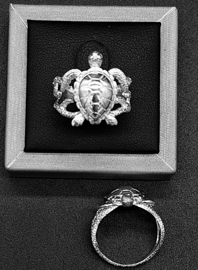 ANILLO  PLATA LEY 950, TORTUGA